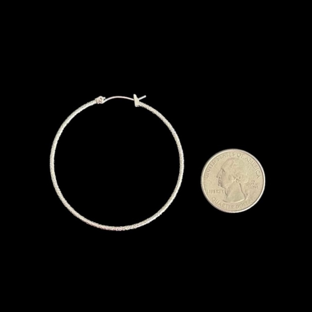 Express Silver Shimmer Hoop Earrings - Picture 4 of 4